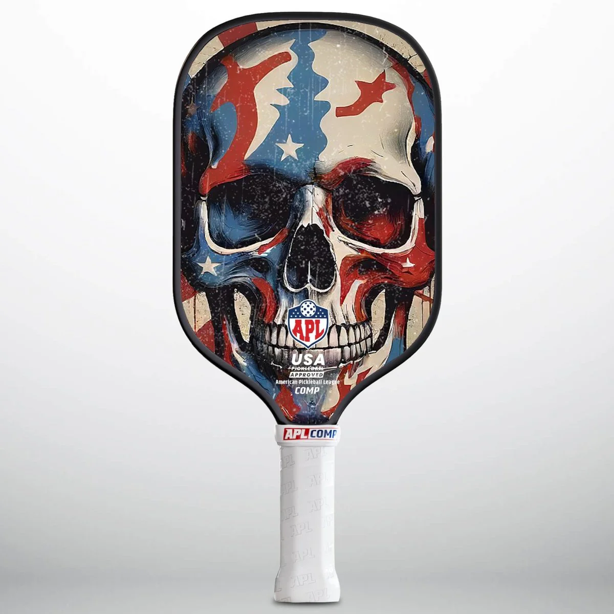 APL - Red Blue Colored Skull Pickleball Paddle | 16mm Carbon Fiber | Best Pickleball Paddles | American Pickleball League - Image 2