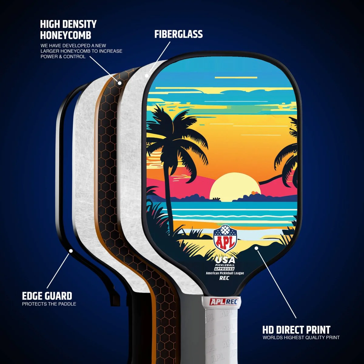 APL - Sunset Pickleball Paddles | 16mm Carbon Fiber | Best Pickleball Paddles | American Pickleball League - Image 2