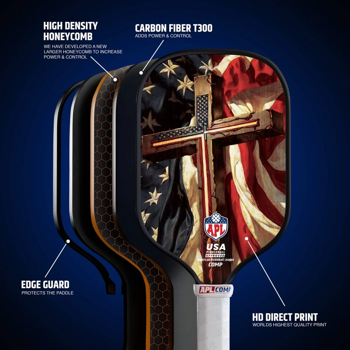 APL - Cross Flag | 16mm Carbon Fiber | Best Pickleball Paddles | American Pickleball League - Image 6
