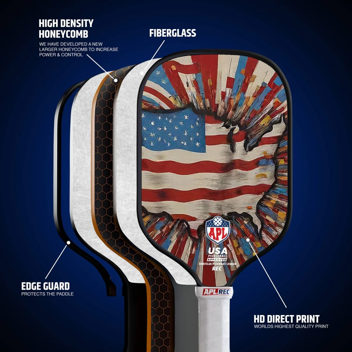 APL - US Map Pickleball Paddle | 16mm Carbon Fiber | Best Pickleball Paddles | American Pickleball League - Image 2