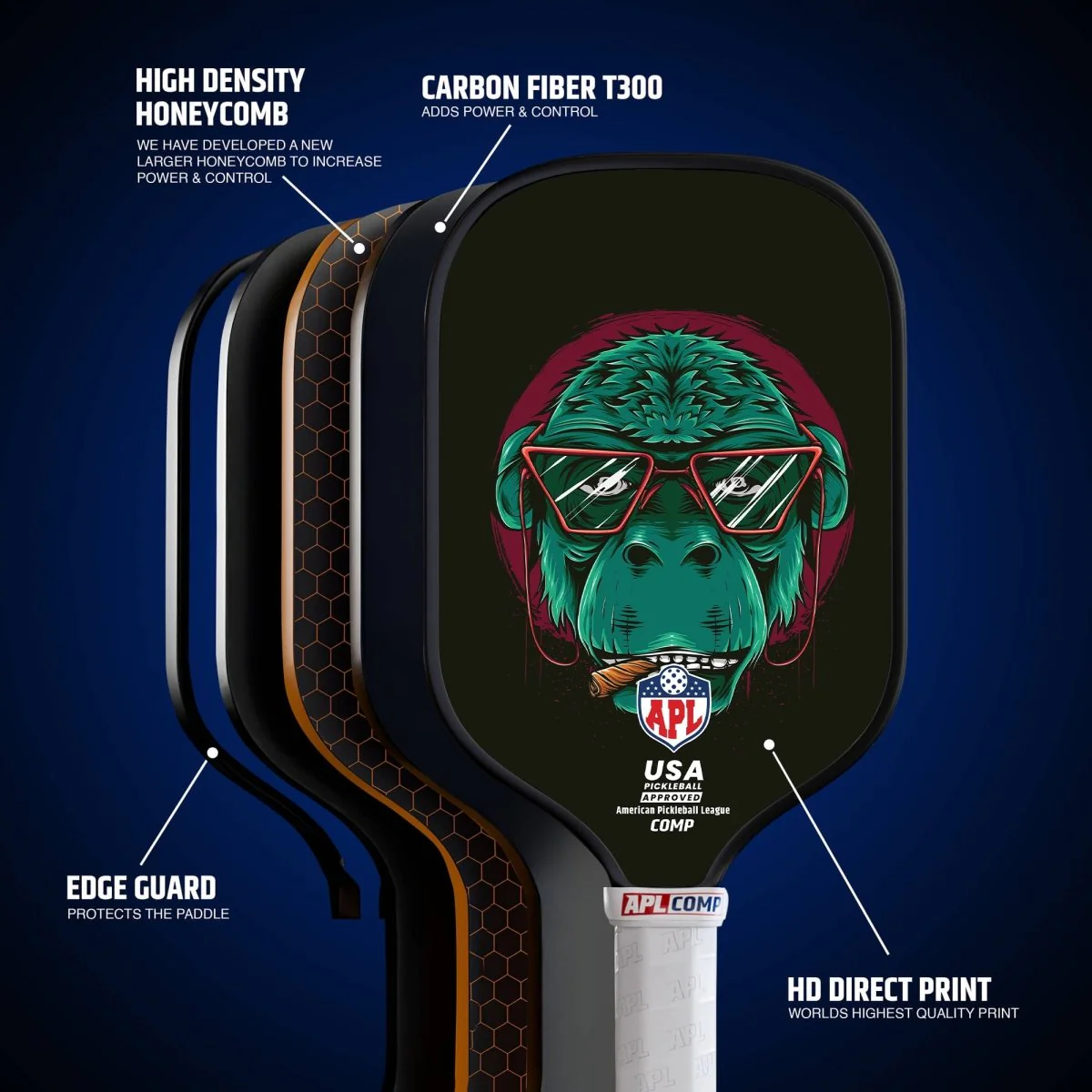 APL - Skull Glasses Pickleball Paddle | 16mm Carbon Fiber | Best Pickleball Paddles | American Pickleball League - Image 6