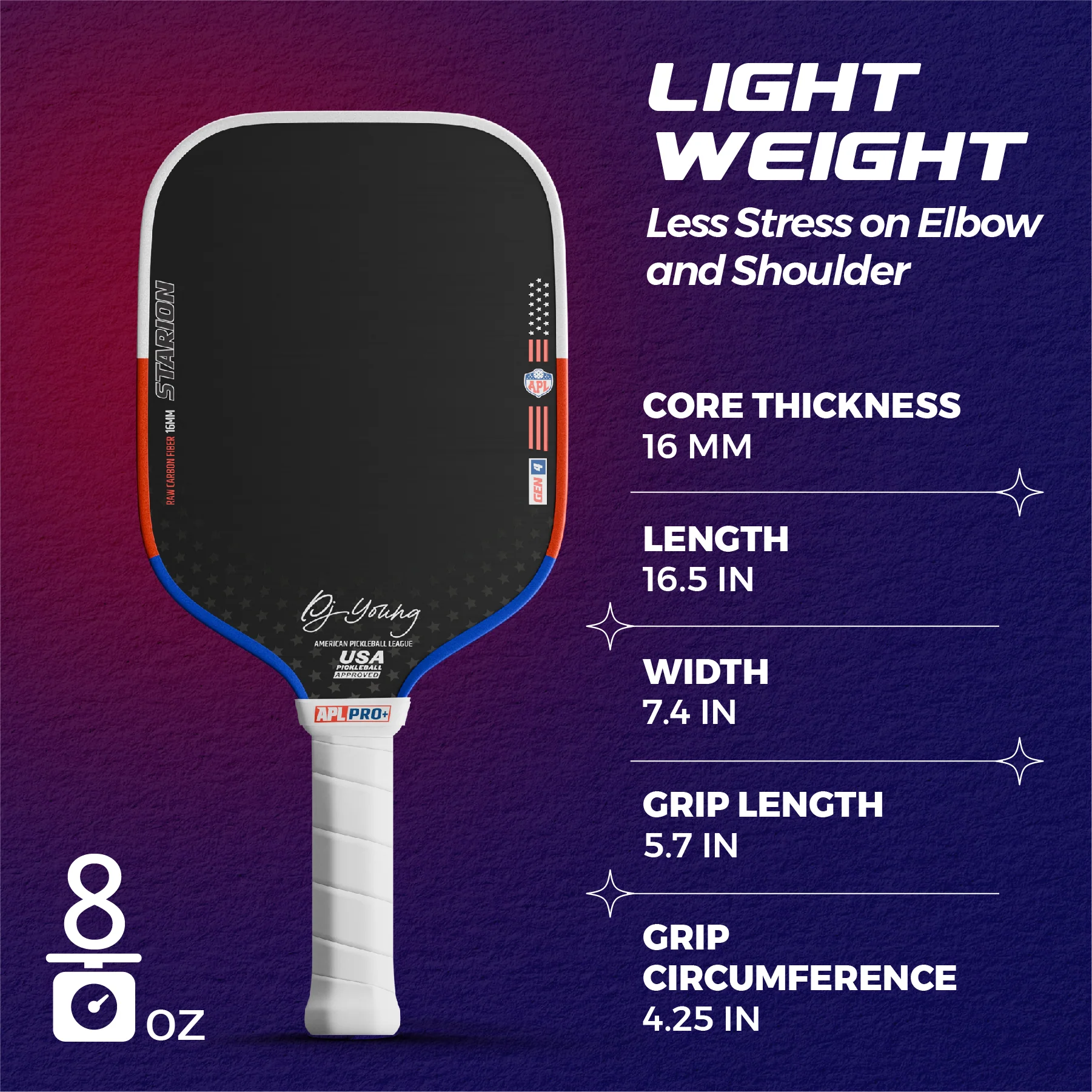 APL Frontier Pro+ 16mm Pickleball Paddle | Carbon Fiber | Gen 4 Thermoformed Foam Technology - Image 3